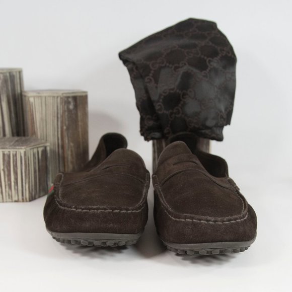 Gucci Brown Suede Driving Moccasin Loafers 12 - Picture 6 of 7